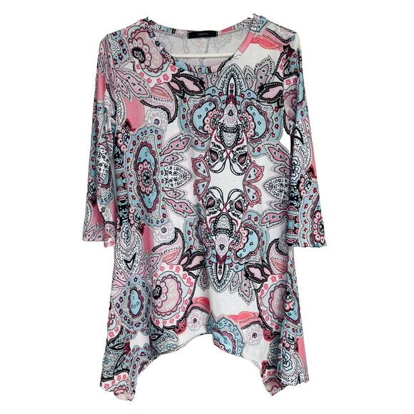 Fashion Bright Paisley Multicolored Spring Long Sleeved Tunic Top Size Small NWT - Picture 1 of 6